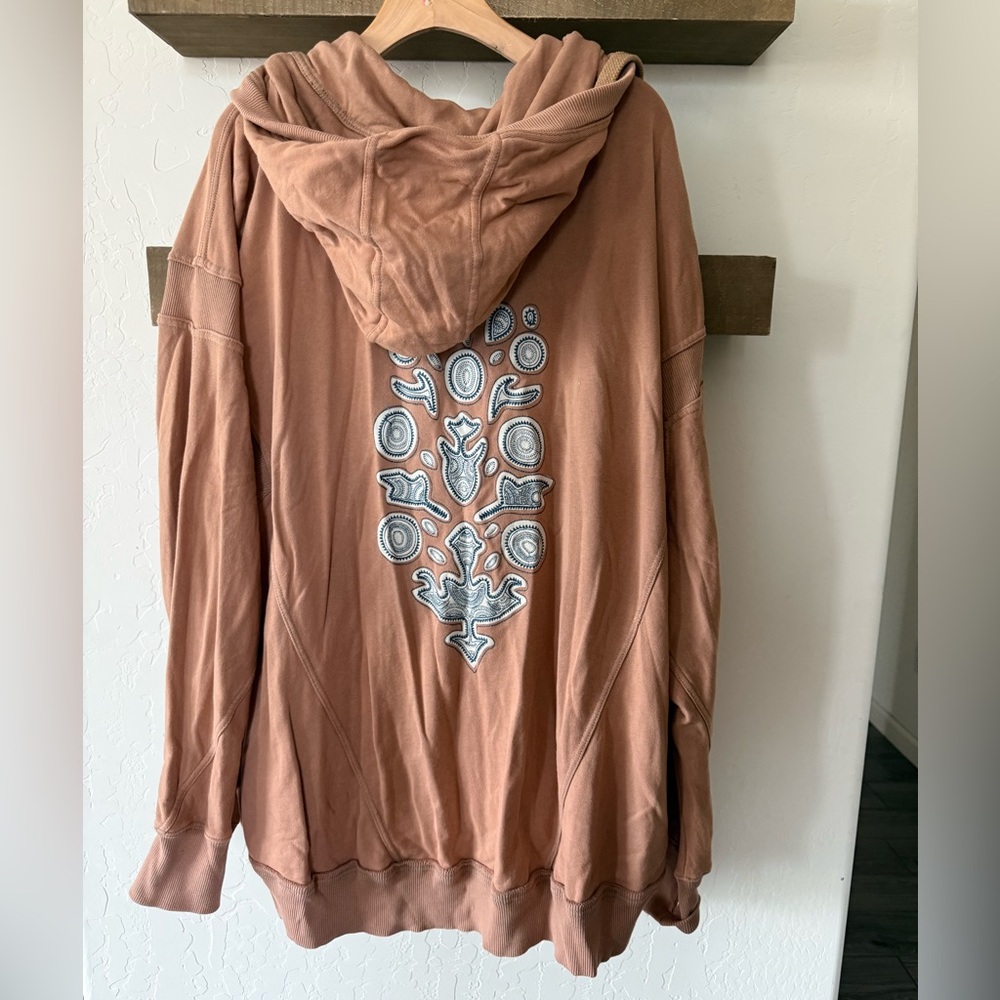 Free People Tan Hoodie with Graphic Detail - Picture 6 of 14